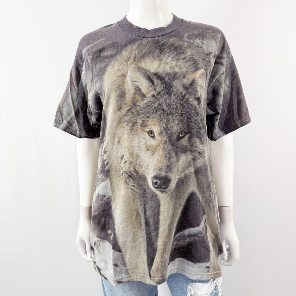 Radical Nature Wolf T-Shirt Size L Short Sleeve Casual Grunge Spirit Animal